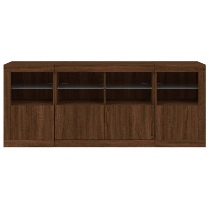 Sideboard mit LED-Leuchten Braun Eichen-Optik 163x37x67 cm