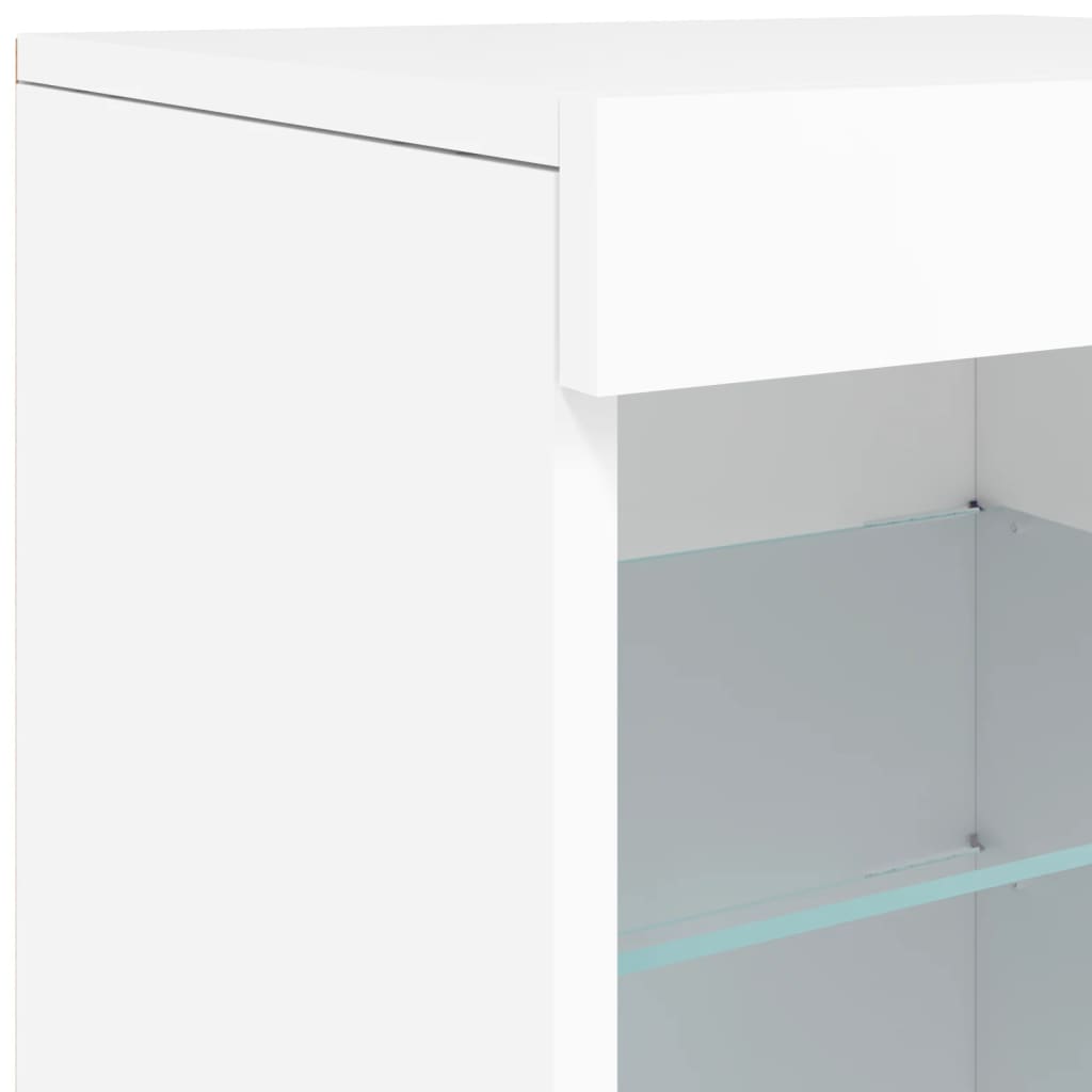 Sideboard mit LED-Leuchten Weiß 123x37x67 cm