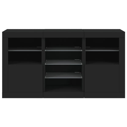 Sideboard mit LED-Leuchten Schwarz 123x37x67 cm