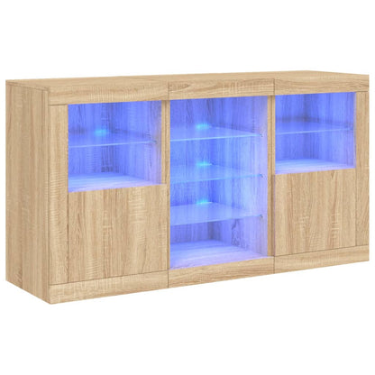 Sideboard mit LED-Leuchten Sonoma-Eiche 123x37x67 cm