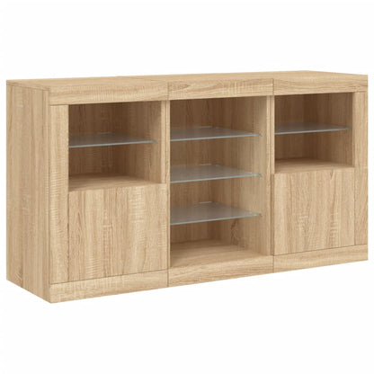 Sideboard mit LED-Leuchten Sonoma-Eiche 123x37x67 cm