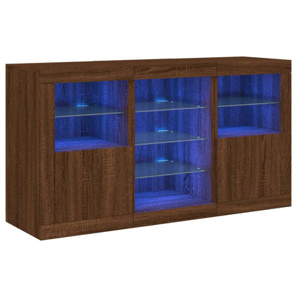 Sideboard mit LED-Leuchten Braun Eichen-Optik 123x37x67 cm