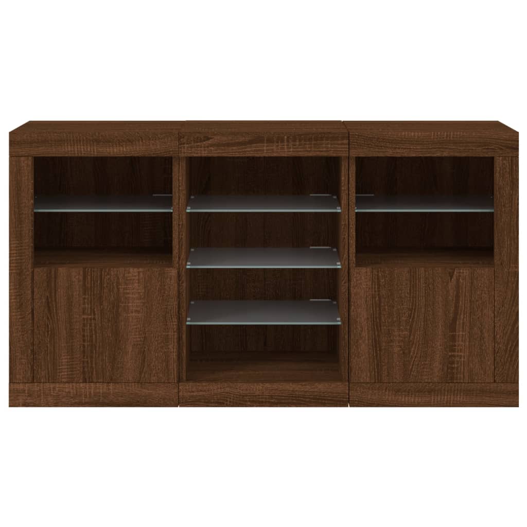 Sideboard mit LED-Leuchten Braun Eichen-Optik 123x37x67 cm