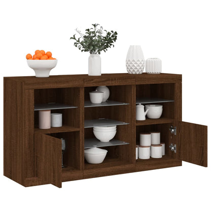 Sideboard mit LED-Leuchten Braun Eichen-Optik 123x37x67 cm