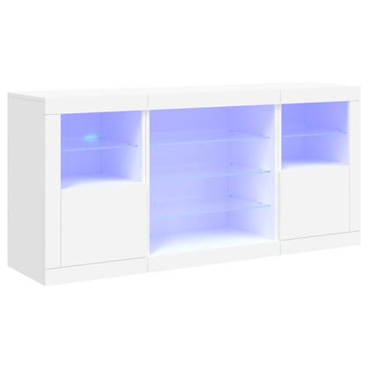 Sideboard mit LED-Leuchten Weiß 142,5x37x67 cm