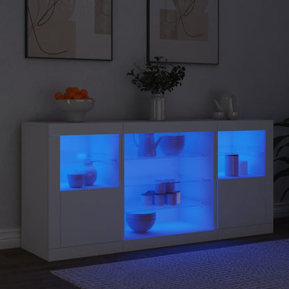 Sideboard mit LED-Leuchten Weiß 142,5x37x67 cm