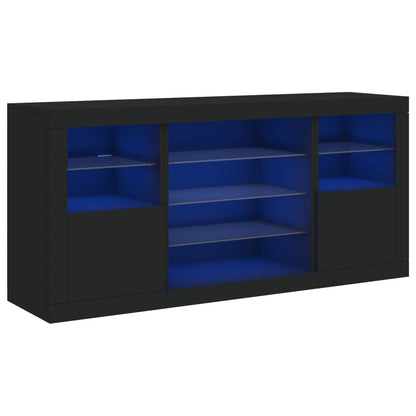 Sideboard mit LED-Leuchten Schwarz 142,5x37x67 cm