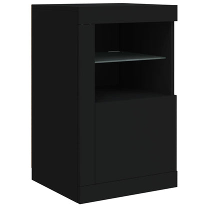 Sideboard mit LED-Leuchten Schwarz 142,5x37x67 cm