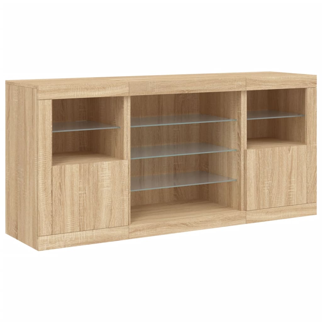 Sideboard mit LED-Leuchten Sonoma-Eiche 142,5x37x67 cm