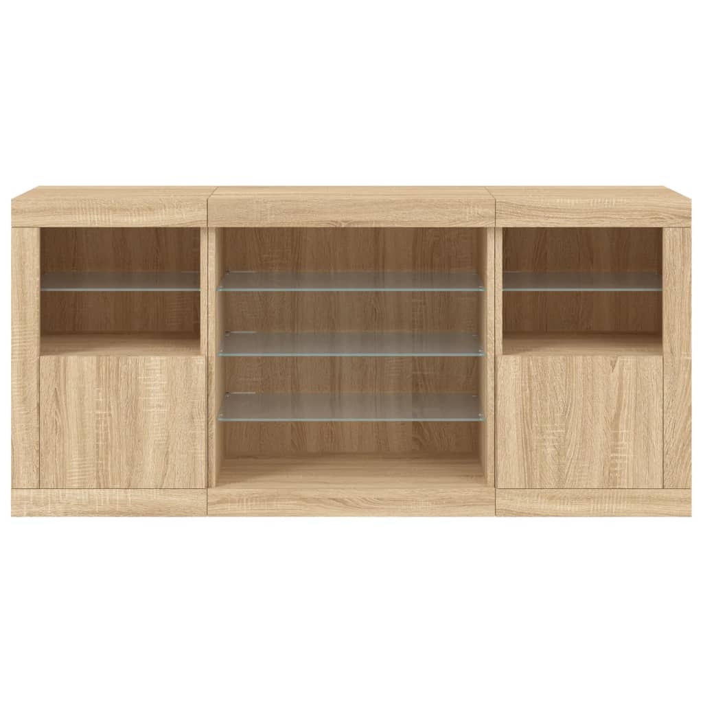 Sideboard mit LED-Leuchten Sonoma-Eiche 142,5x37x67 cm