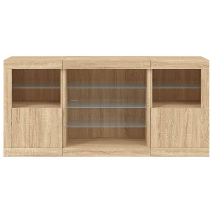 Sideboard mit LED-Leuchten Sonoma-Eiche 142,5x37x67 cm