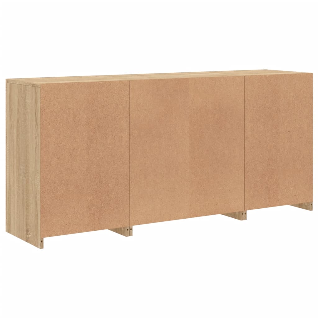 Sideboard mit LED-Leuchten Sonoma-Eiche 142,5x37x67 cm