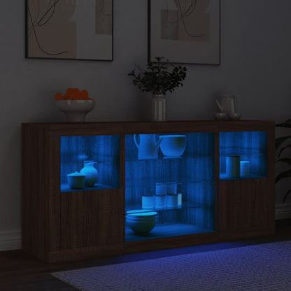 Sideboard mit LED-Leuchten Braun Eichen-Optik 142,5x37x67 cm