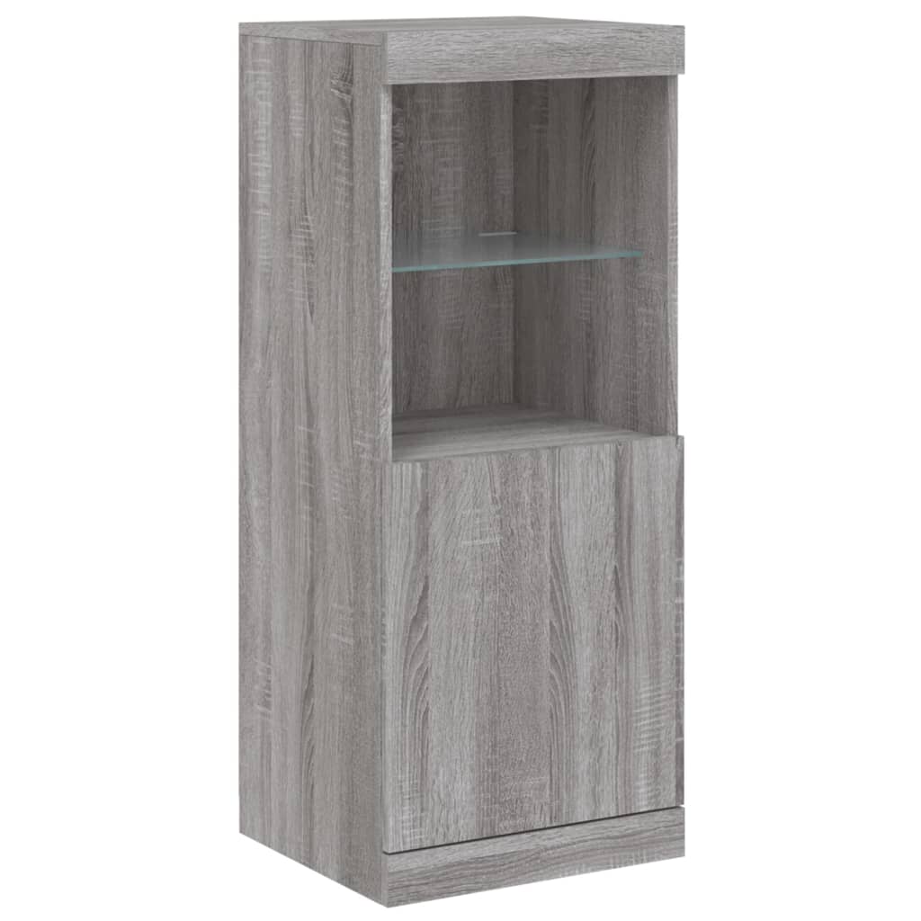 Sideboards mit LED-Leuchten 3 Stk. Grau Sonoma Holzwerkstoff