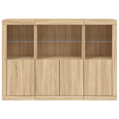 Sideboards mit LED-Leuchten 3 Stk. Sonoma-Eiche Holzwerkstoff