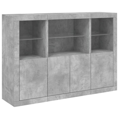 Sideboards mit LED-Leuchten 3 Stk. Betongrau Holzwerkstoff