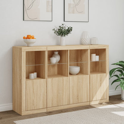 Sideboards mit LED-Leuchten 3 Stk. Sonoma-Eiche Holzwerkstoff