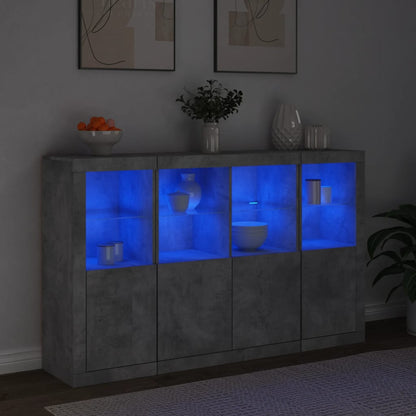 Sideboards mit LED-Leuchten 3 Stk. Betongrau Holzwerkstoff