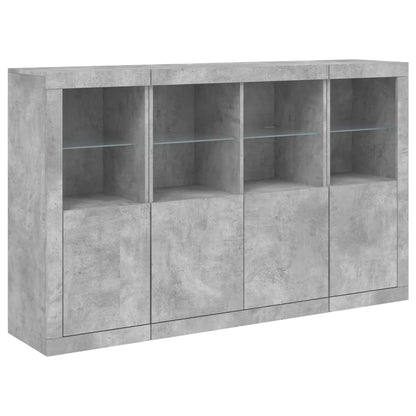 Sideboards mit LED-Leuchten 3 Stk. Betongrau Holzwerkstoff