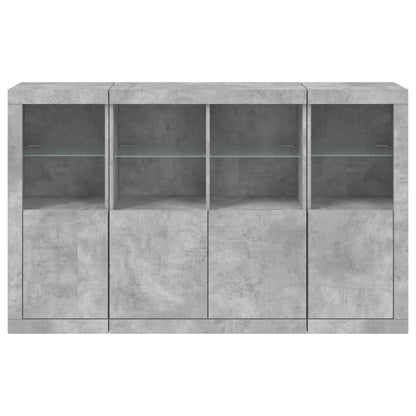 Sideboards mit LED-Leuchten 3 Stk. Betongrau Holzwerkstoff