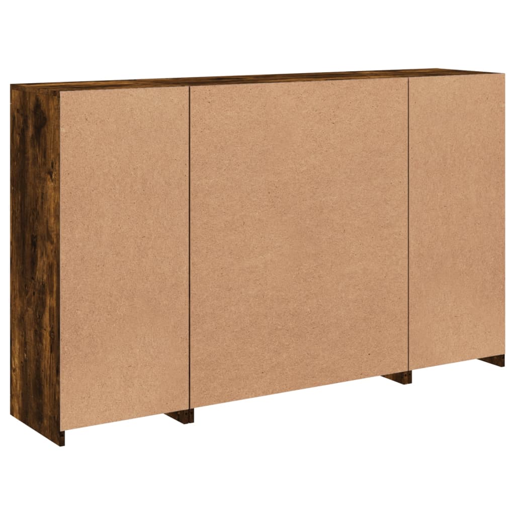 Sideboards mit LED-Leuchten 3 Stk. Räuchereiche Holzwerkstoff