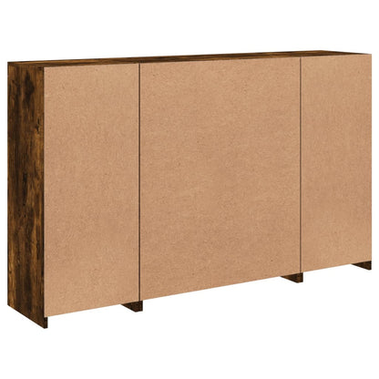 Sideboards mit LED-Leuchten 3 Stk. Räuchereiche Holzwerkstoff