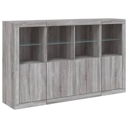 Sideboards mit LED-Leuchten 3 Stk. Grau Sonoma Holzwerkstoff