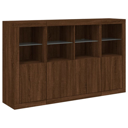 Sideboards mit LED-Leuchten 3 Stk. Braun Eichen-Optik