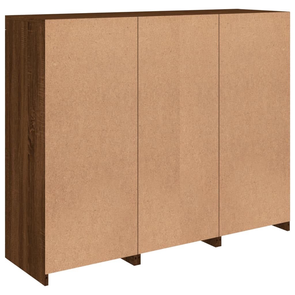 Sideboards mit LED-Leuchten 3 Stk. Braun Eichen-Optik