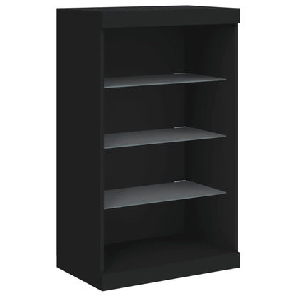 Sideboards mit LED-Leuchten 3 Stk. Schwarz Holzwerkstoff