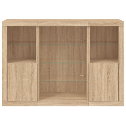 Sideboards mit LED-Leuchten 3 Stk. Sonoma-Eiche Holzwerkstoff