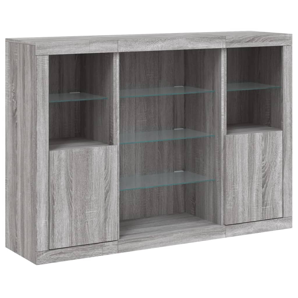 Sideboards mit LED-Leuchten 3 Stk. Grau Sonoma Holzwerkstoff