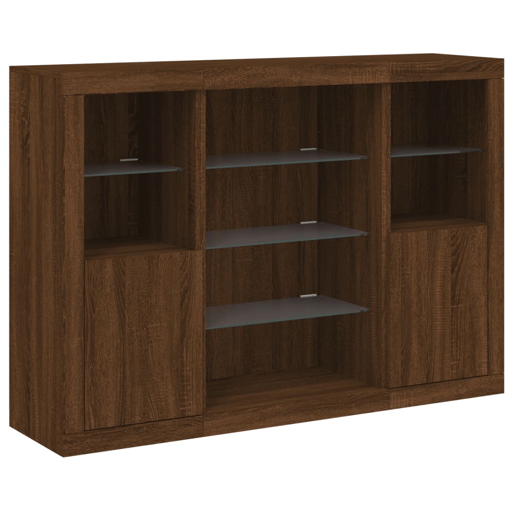 Sideboards mit LED-Leuchten 3 Stk. Braun Eichen-Optik