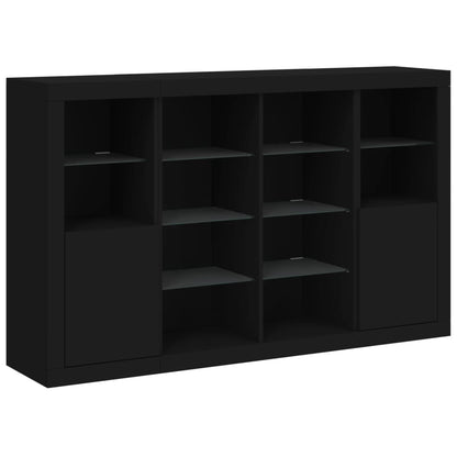 Sideboards mit LED-Leuchten 3 Stk. Schwarz Holzwerkstoff