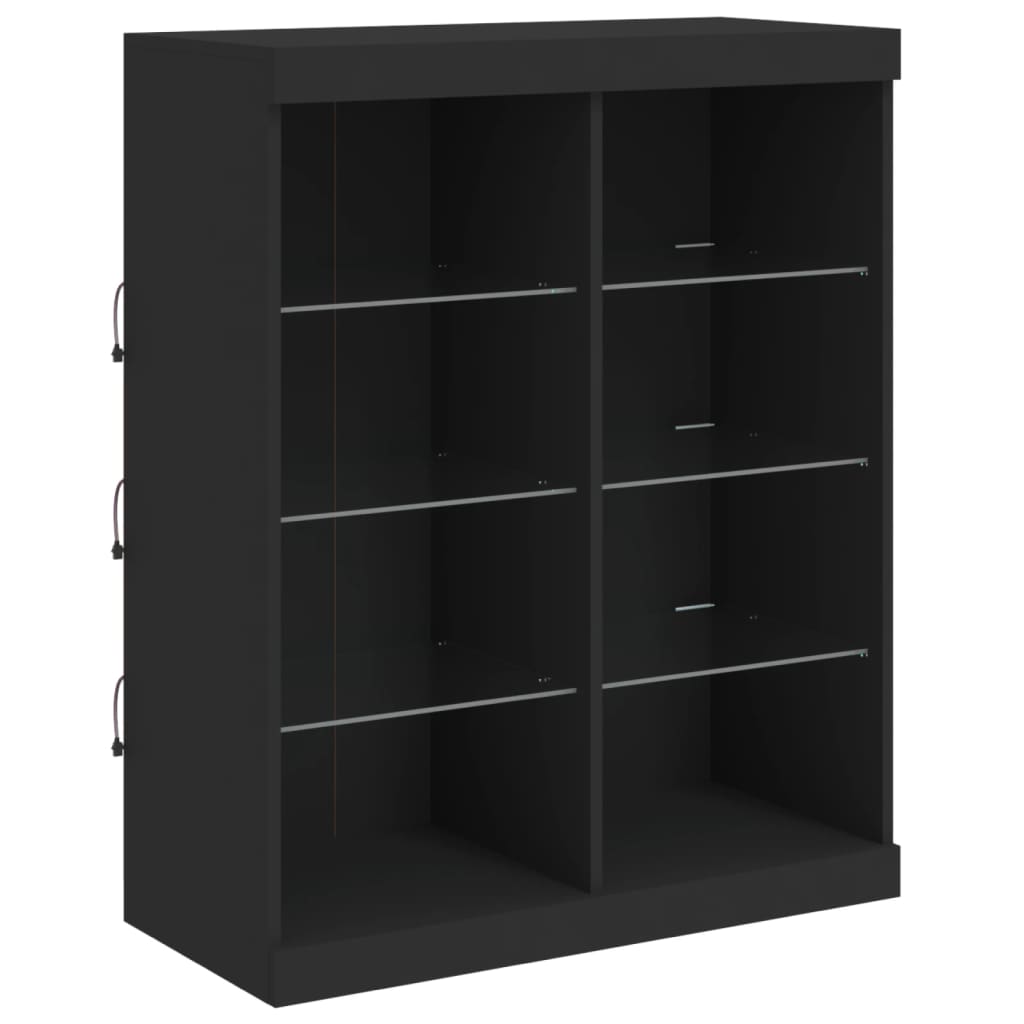 Sideboards mit LED-Leuchten 3 Stk. Schwarz Holzwerkstoff