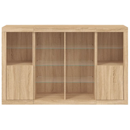 Sideboards mit LED-Leuchten 3 Stk. Sonoma-Eiche Holzwerkstoff