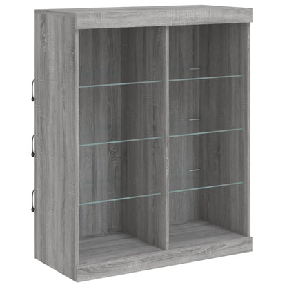 Sideboards mit LED-Leuchten 3 Stk. Grau Sonoma Holzwerkstoff