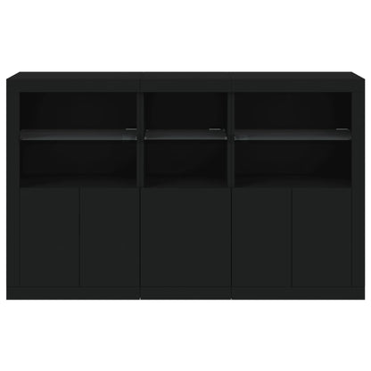 Sideboard mit LED-Leuchten Schwarz 162x37x100 cm