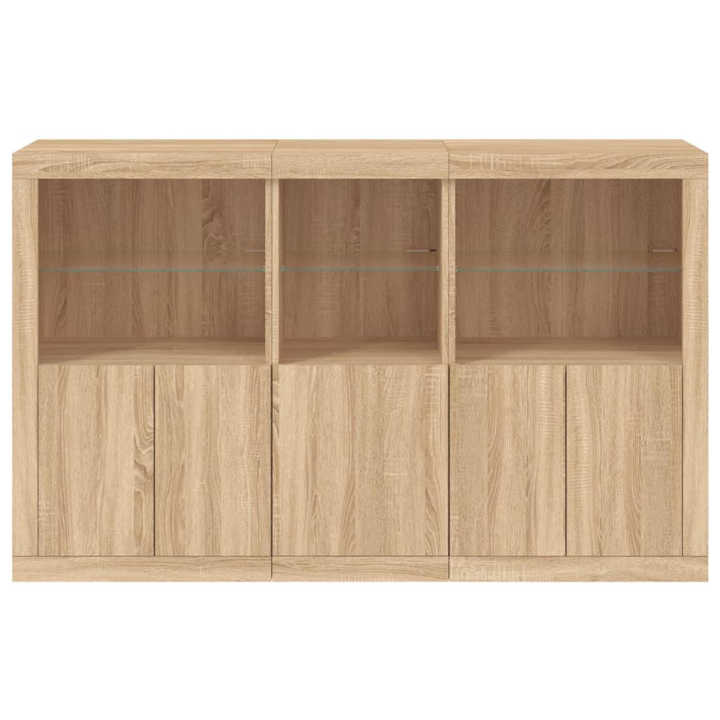 Sideboard mit LED-Leuchten Sonoma-Eiche 162x37x100 cm