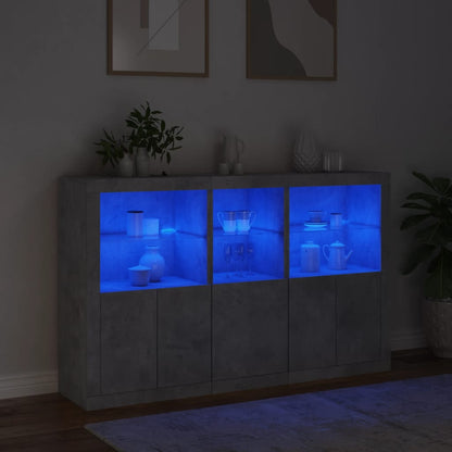 Sideboard mit LED-Leuchten Betongrau 162x37x100 cm