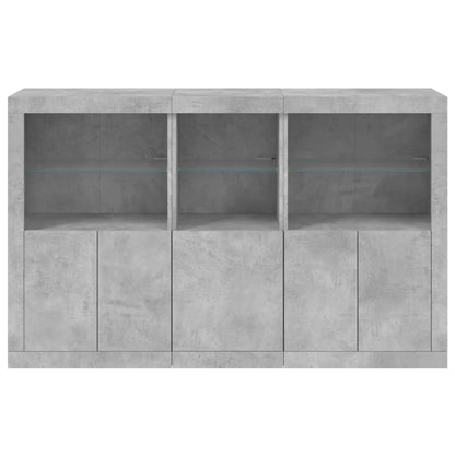 Sideboard mit LED-Leuchten Betongrau 162x37x100 cm