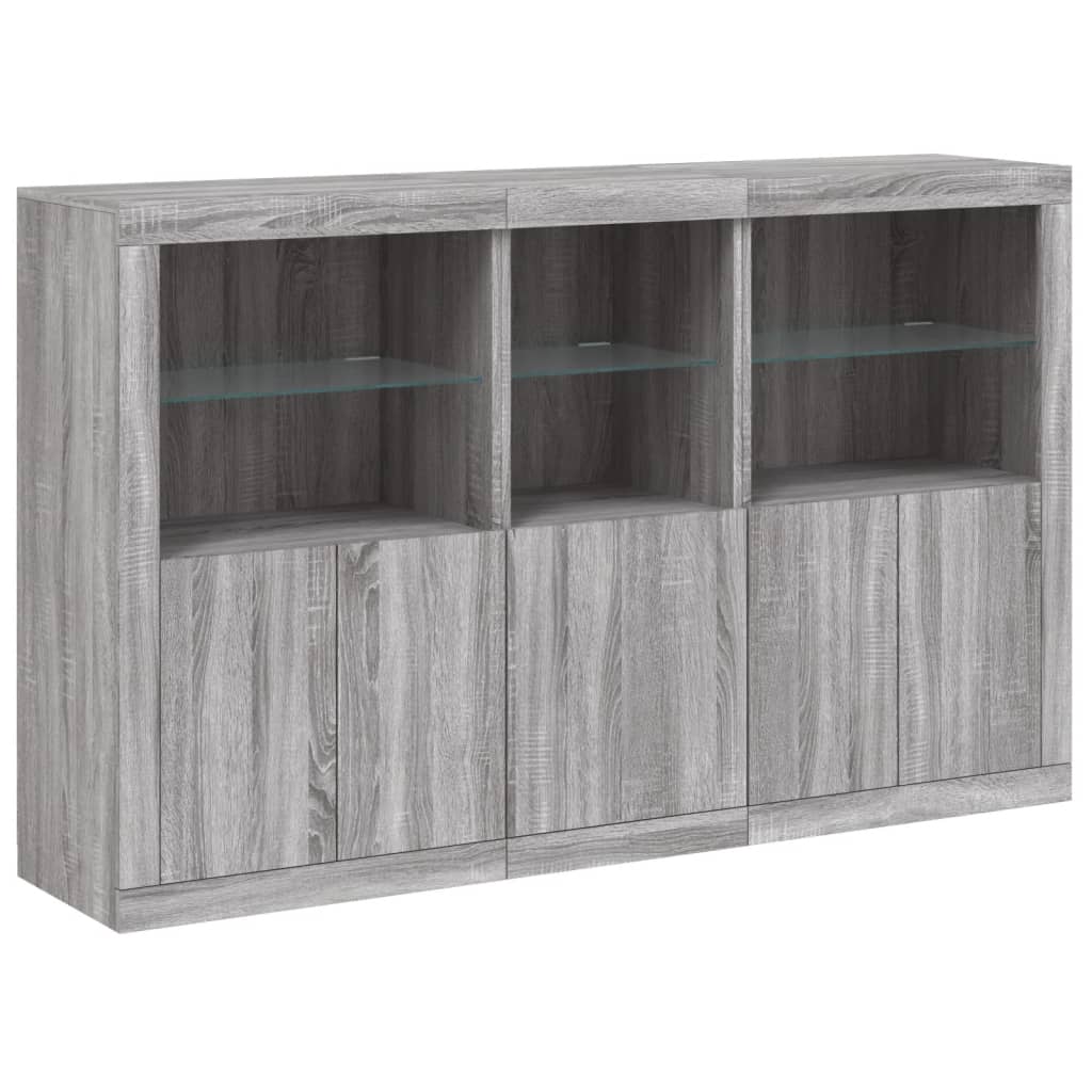 Sideboard mit LED-Leuchten Grau Sonoma 162x37x100 cm