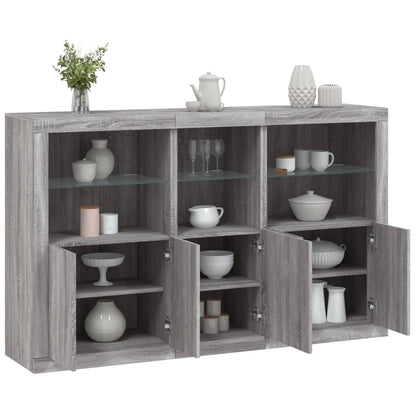 Sideboard mit LED-Leuchten Grau Sonoma 162x37x100 cm