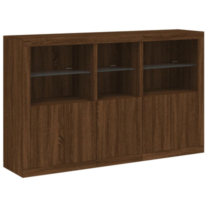 Sideboard mit LED-Leuchten Braun Eichen-Optik 162x37x100 cm