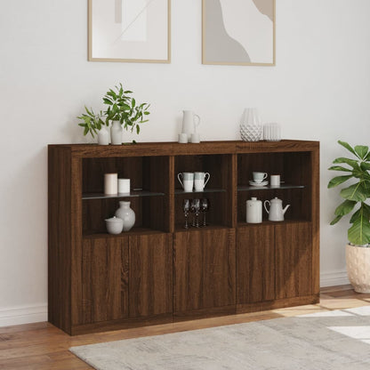 Sideboard mit LED-Leuchten Braun Eichen-Optik 162x37x100 cm