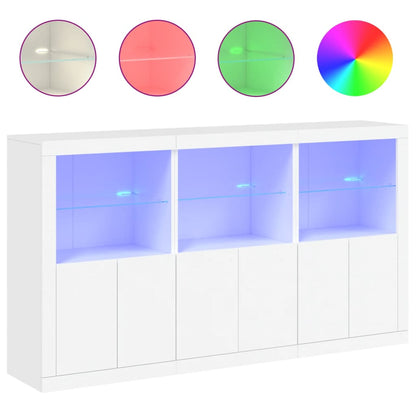 Sideboard mit LED-Leuchten Weiß 181,5x37x100 cm