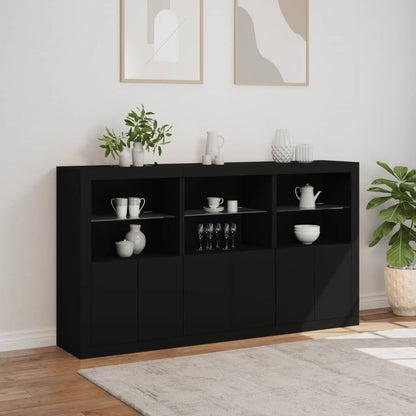 Sideboard mit LED-Leuchten Schwarz 181,5x37x100 cm