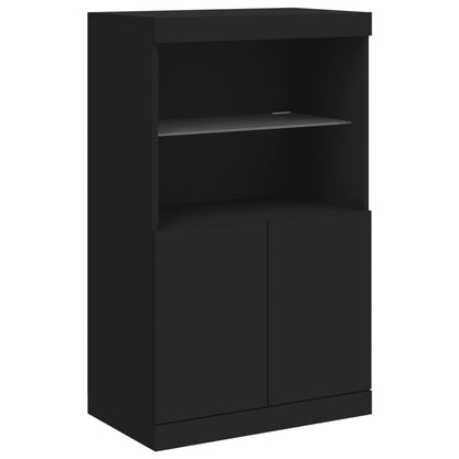 Sideboard mit LED-Leuchten Schwarz 181,5x37x100 cm