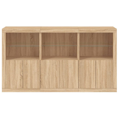 Sideboard mit LED-Leuchten Sonoma-Eiche 181,5x37x100 cm