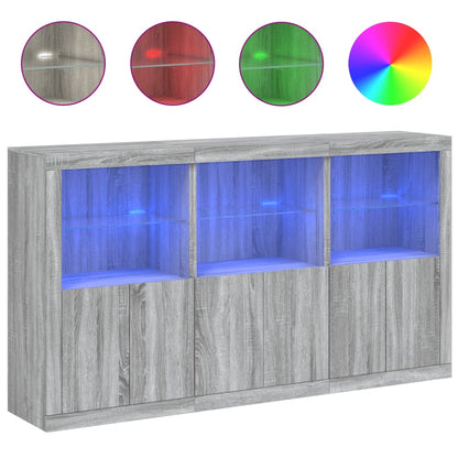 Sideboard mit LED-Leuchten Grau Sonoma 181,5x37x100 cm